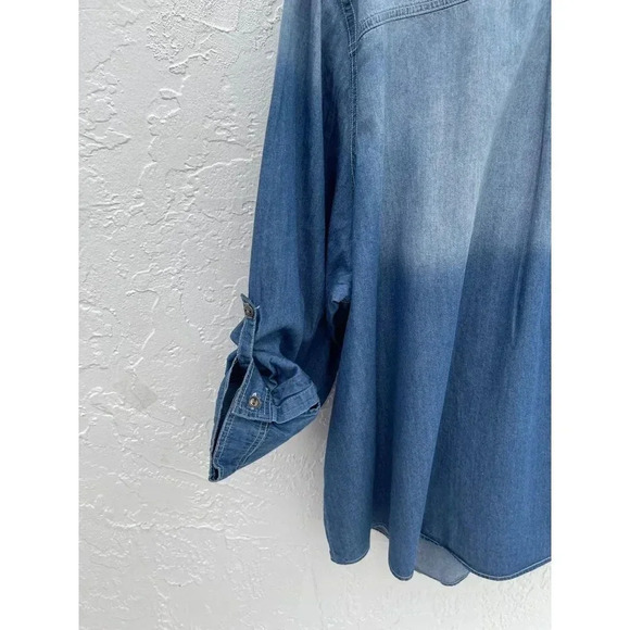 Avenue Womens Long Sleeve Embellished Button Down Denim Shirts Blue Sz XL - Picture 13 of 14